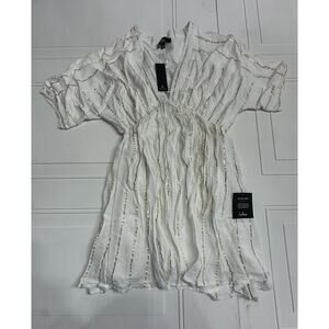 Lulu's White and Gold Mini Dress